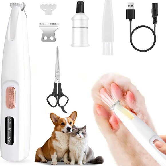 Other - Dog Paw Trimmer, Paw Trimmer for Dogs with LED Light,Waterproof,Rechargeable Pet